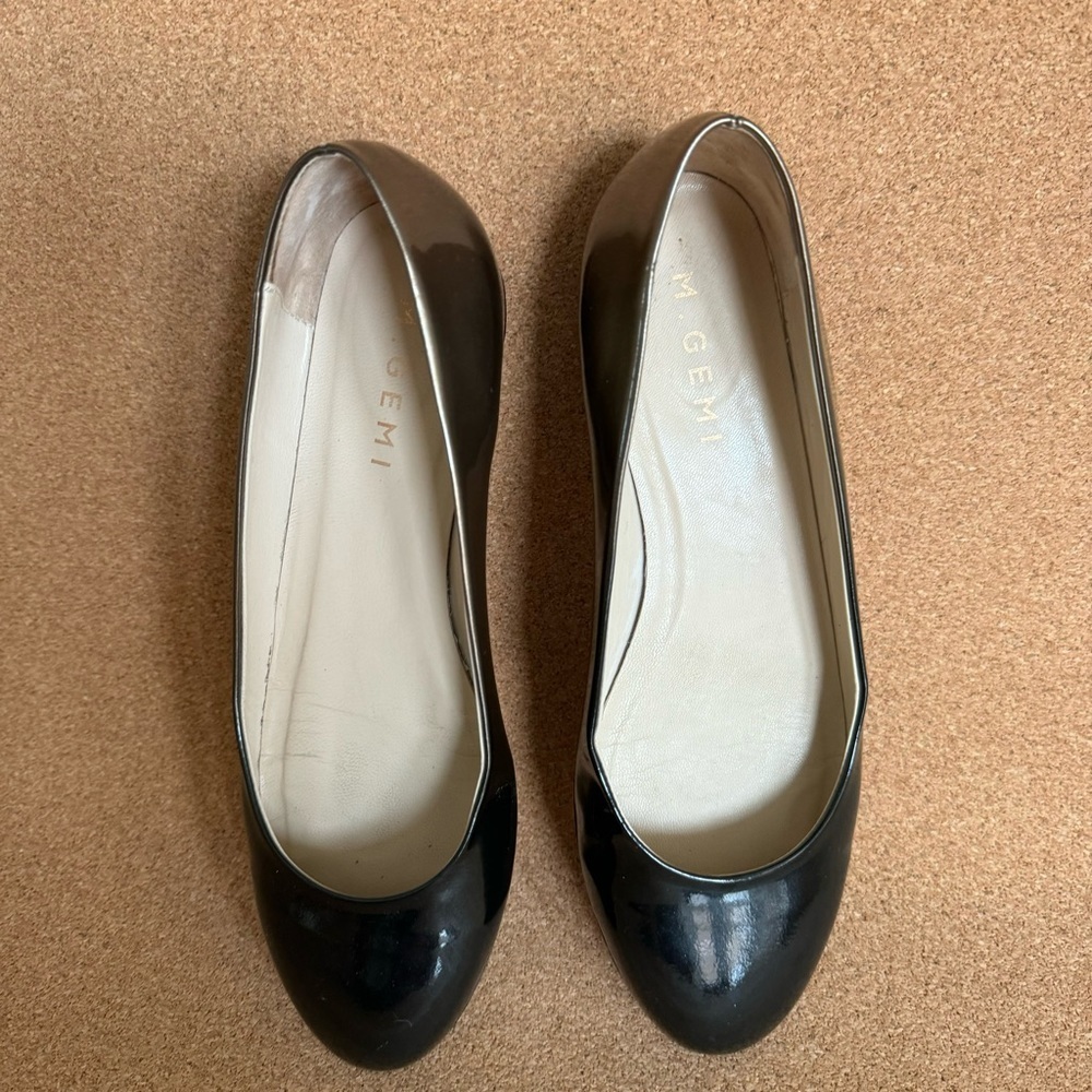M. Gemi Black Gold Tan Ombré Patent leather Flats Size Eu 38 Us 7.5 - Picture 2 of 16